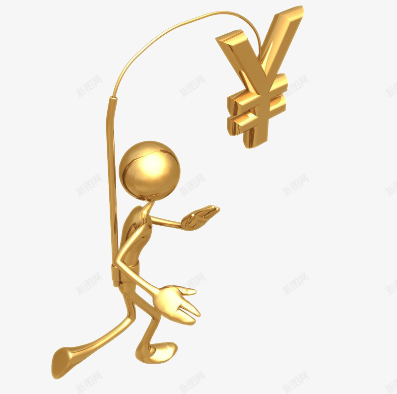 追钱跑的黄金小人png免抠素材_新图网 https://ixintu.com 立体小人 追钱跑 黄金小人
