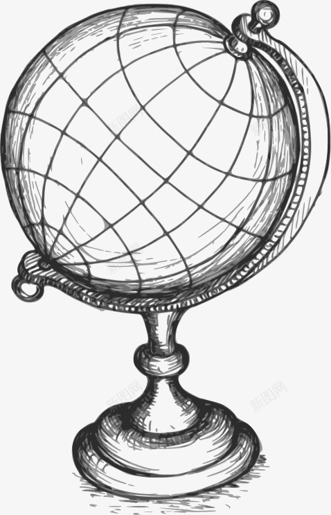 地球仪素描png免抠素材_新图网 https://ixintu.com 地球仪 平面设计 手绘 素描