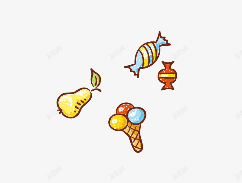 卡通冰淇淋和糖果png免抠素材_新图网 https://ixintu.com 冰淇淋 卡通 糖果