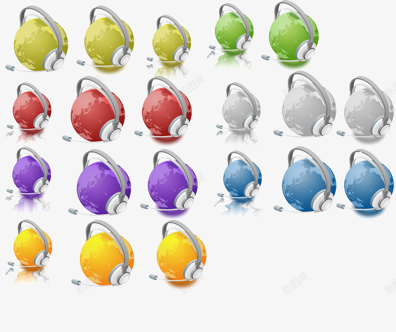 立体多彩地球上戴耳机图标png_新图网 https://ixintu.com 图标 地球 客服 淘宝客服 耳机 耳麦