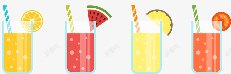卡通夏日果汁蔬菜汁png免抠素材_新图网 https://ixintu.com 卡通 夏日 果汁 维生素 营养 蔬菜汁