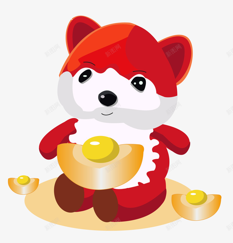 狗年装饰png免抠素材_新图网 https://ixintu.com 卡通 卡通狗 新年 狗 狗年装饰 狗狗 矢量手绘狗 金子 黄金