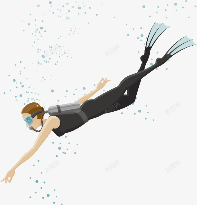 运动女性插画png免抠素材_新图网 https://ixintu.com 女性 插画 游泳 潜水 运动