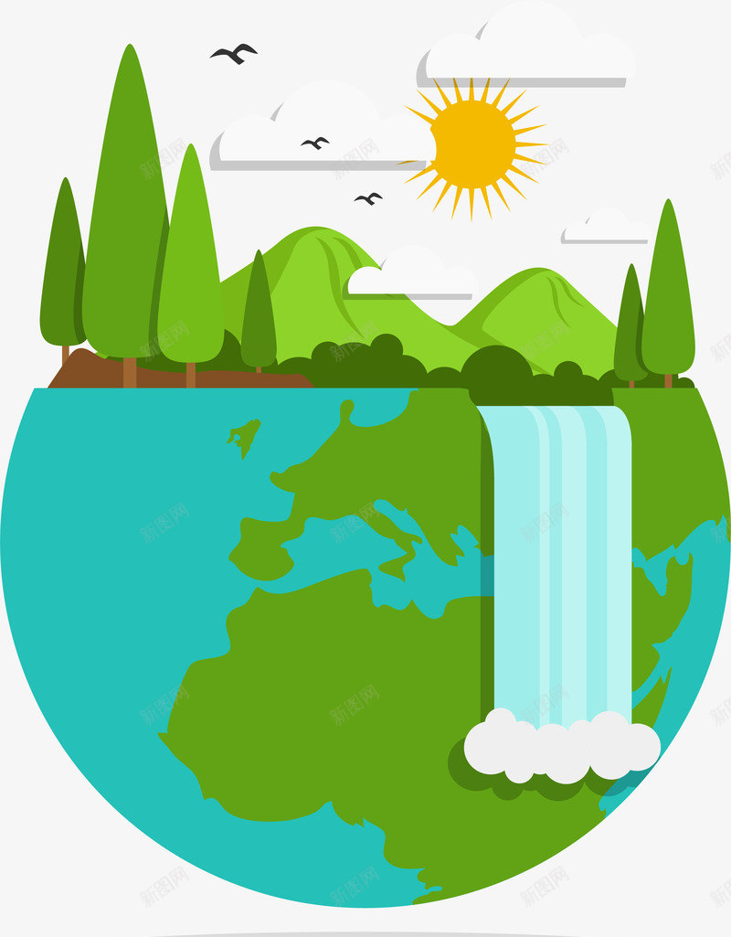 世界地球日清新地球插画png免抠素材_新图网 https://ixintu.com 世界地球日 创意 卡通 唯美 流水 清新 矢量图案