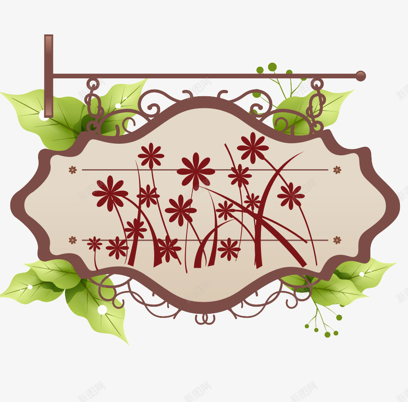 招牌png免抠素材_新图网 https://ixintu.com 店铺指示牌 招牌 花草牌指示牌漂亮的指示牌