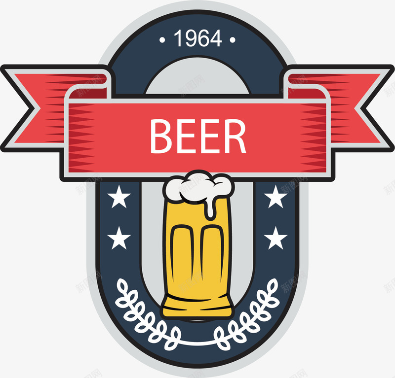深蓝色啤酒节标签png免抠素材_新图网 https://ixintu.com 啤酒商标 啤酒节 干杯 扎啤 矢量素材