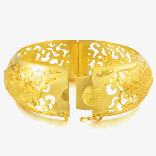 周生生黄金手镯足金通花龙凤婚嫁png免抠素材_新图网 https://ixintu.com 产品实物 双十一宝贝 电商产品