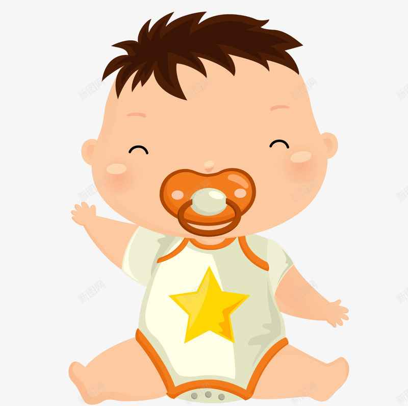 卡通可爱的小宝贝png免抠素材_新图网 https://ixintu.com 卡通孩子 可爱小男孩 奶嘴 婴儿 宝贝 小北鼻 母婴用品 黄色衣服