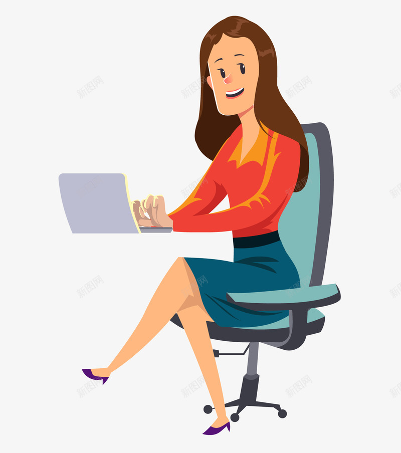 长发红色衣服女职员办公矢量图ai免抠素材_新图网 https://ixintu.com 女性 女职员 矢量下载 红色衣服 职场 长发 矢量图