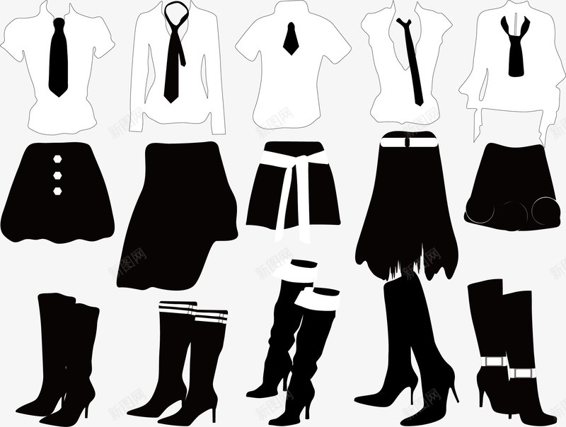服装女装矢量图ai免抠素材_新图网 https://ixintu.com 女装 女装设计 服装简笔画 简笔画衣服 矢量图
