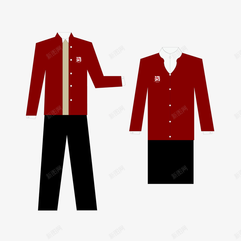 红色服务员衣服扁平png免抠素材_新图网 https://ixintu.com 扁平 服务员 红色 红色矢量 衣服