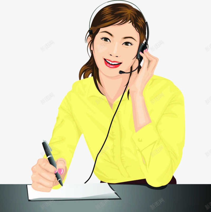 职场人物接电话png免抠素材_新图网 https://ixintu.com 乘务员 图案 女性接电话 微笑 接打电话 接电话人物 耳机 耳麦