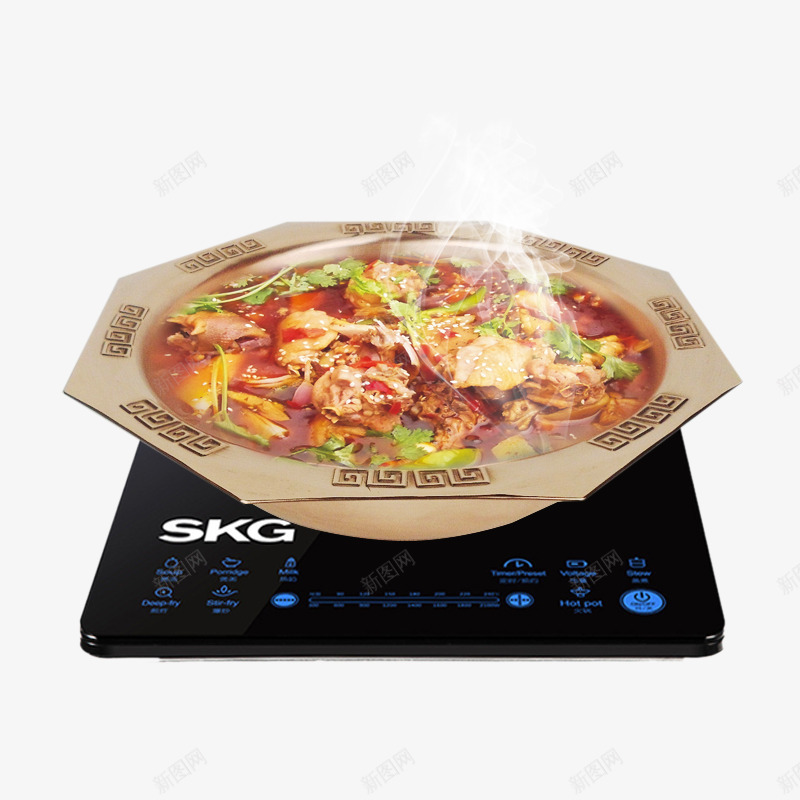 电磁炉火锅png免抠素材_新图网 https://ixintu.com 火锅 电磁炉 肉 蔬菜 辣椒