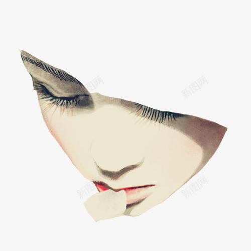 女性面容手绘装饰画png免抠素材_新图网 https://ixintu.com 优雅女性 女孩 红唇 美丽 装饰画 长睫毛