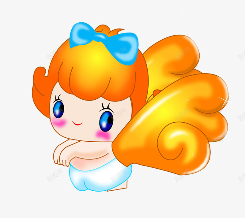卡通手绘天使宝宝png免抠素材_新图网 https://ixintu.com 卡通宝宝 天使宝宝 女孩 女宝宝 手绘宝宝 翅膀 蝴蝶结 飞翔