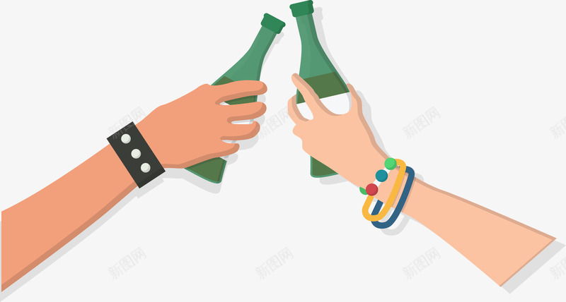 手绘干杯png免抠素材_新图网 https://ixintu.com 啤酒 干杯 手绘 碰杯
