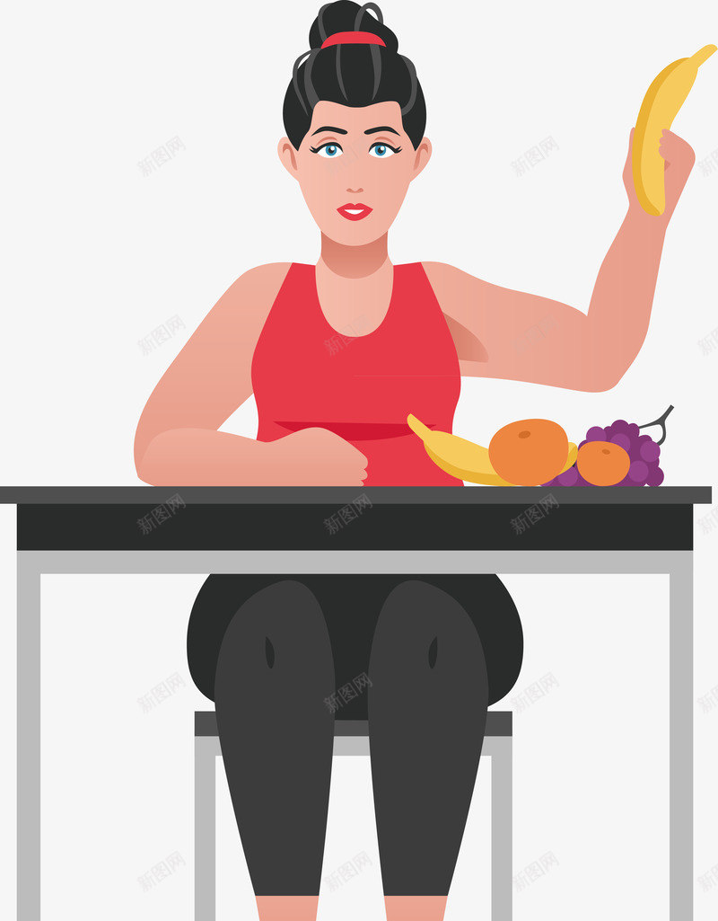 健康i饮食png免抠素材_新图网 https://ixintu.com 人物 减肥 女性 插画 饮食