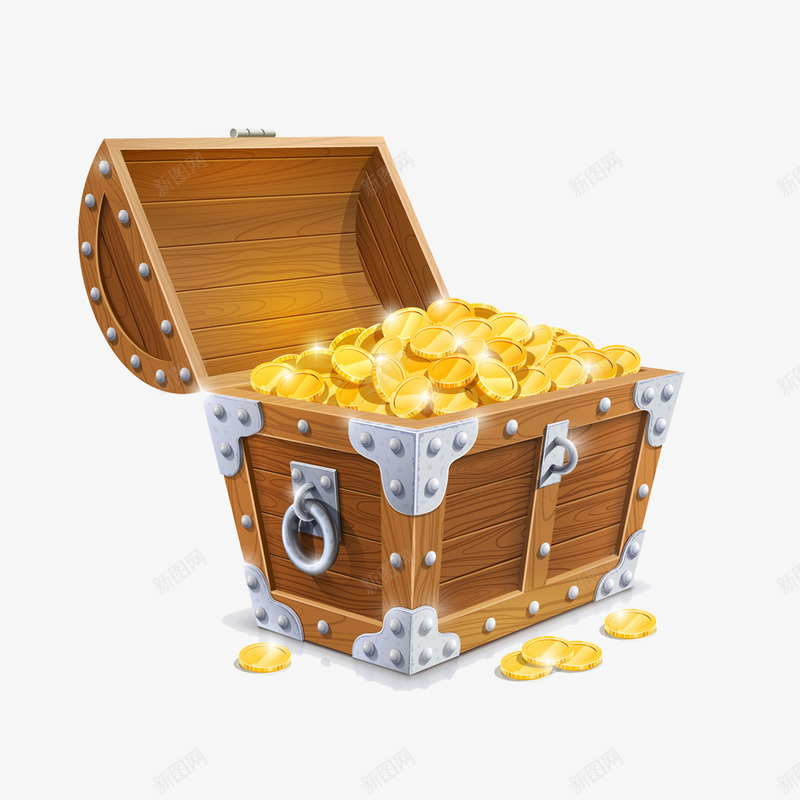 木箱png免抠素材_新图网 https://ixintu.com 木箱 硬币 箱子 金钱 钱币 黄金