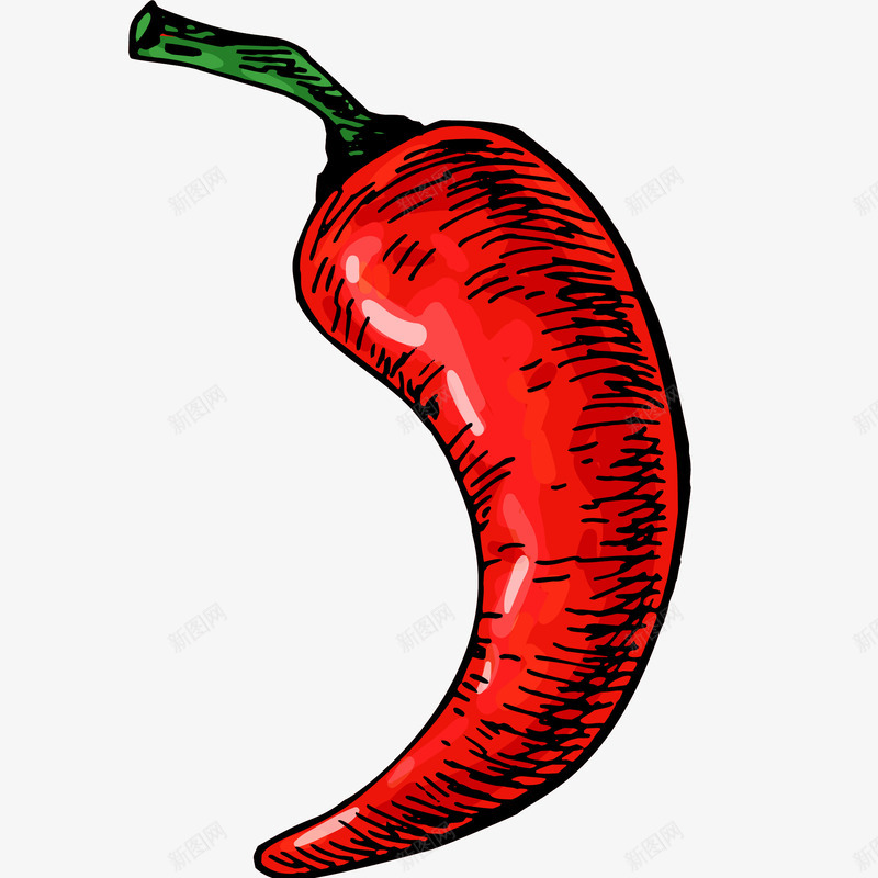红色尖椒插画矢量图ai免抠素材_新图网 https://ixintu.com 免抠PNG 新鲜辣椒 白露 素食主义 红色尖椒矢量插画 蔬菜 矢量图