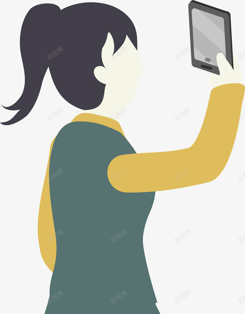手绘女性矢量图ai免抠素材_新图网 https://ixintu.com 卡通人物 手绘人物 手绘卡通女性 手绘女性 拍照 拍照小人 矢量图 视频聊天
