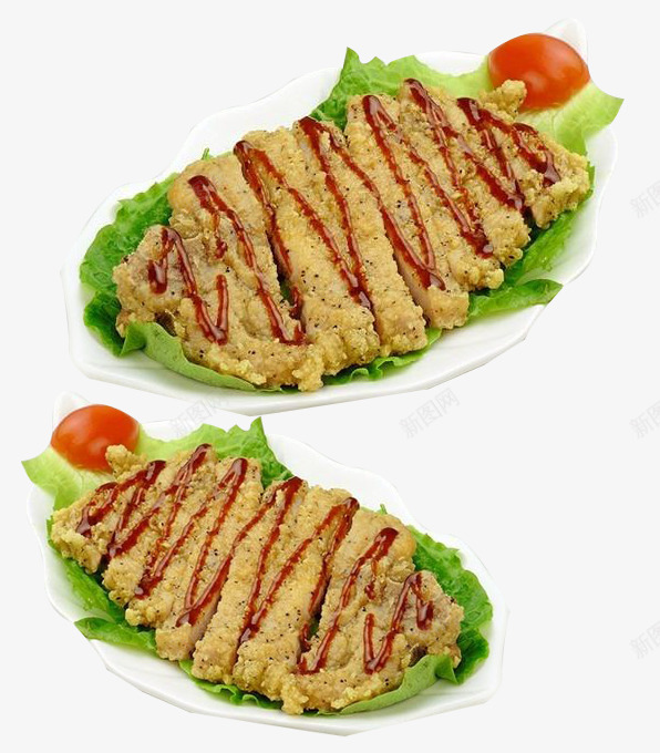 生菜底番茄酱炸猪排两份png免抠素材_新图网 https://ixintu.com 两份 小番茄 炸猪排 番茄酱 美食 蔬菜