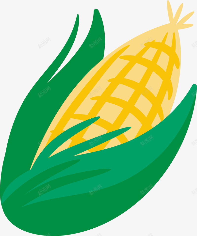 扁平化玉米蔬菜png免抠素材_新图网 https://ixintu.com 卡通 玉米 矢量图案 粮食 蔬菜 装饰图案