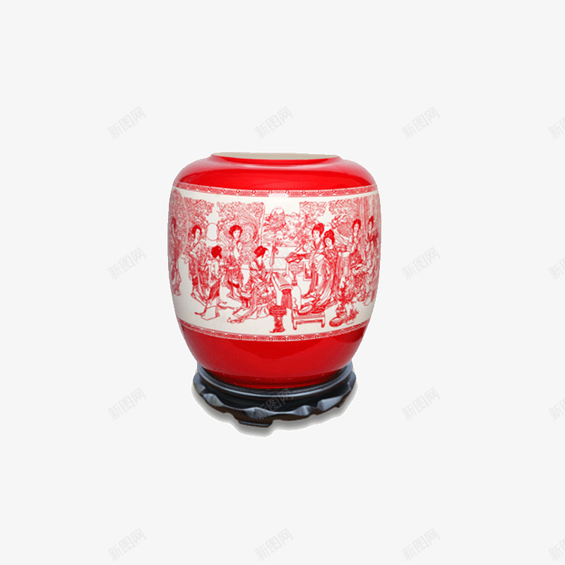 唐博玉中国红仕女图刻瓷png免抠素材_新图网 https://ixintu.com 室内摆件 陶瓷 骨瓷 高档礼品