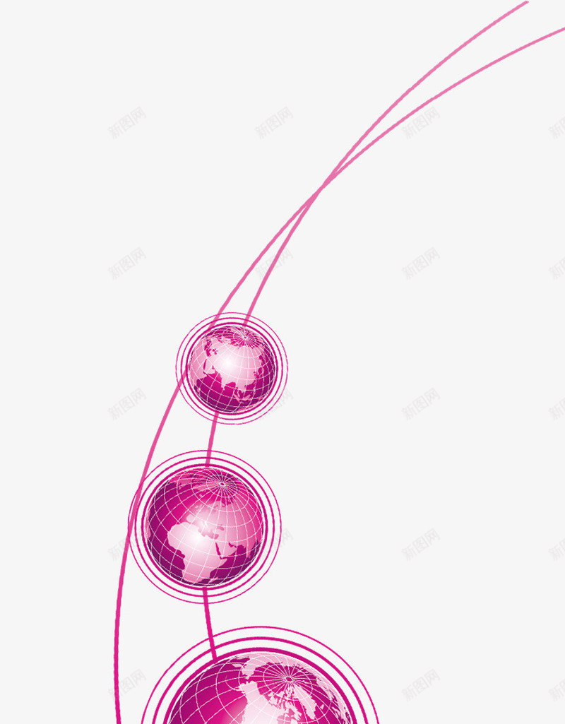 紫色线条地球png免抠素材_新图网 https://ixintu.com 地球 弧型 弧线 紫色 线条