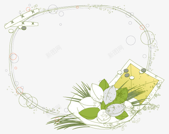 花朵线条等组成的边框png免抠素材_新图网 https://ixintu.com 曲线 简约边框 线条 花朵 花朵线条 边框