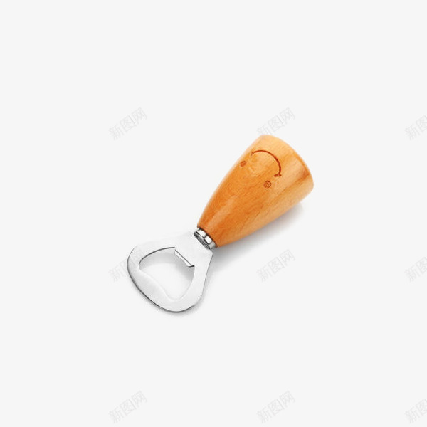 不锈钢啤酒开瓶器png免抠素材_新图网 https://ixintu.com 产品实物 开瓶器 木手柄 笑脸开瓶器
