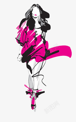 穿红衣服的模特png免抠素材_新图网 https://ixintu.com T台 女性 走秀