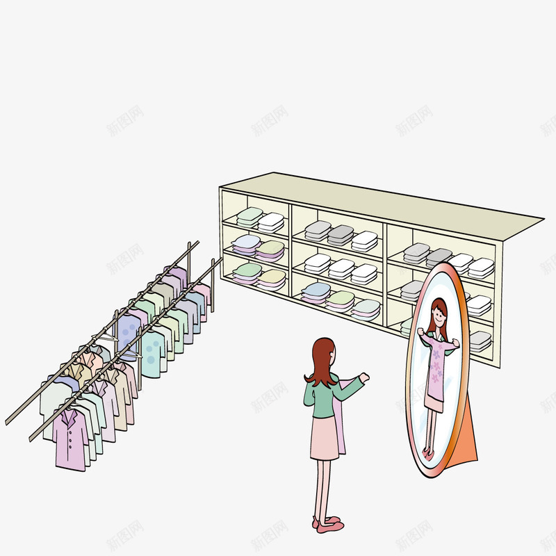 在商场买衣服的女孩矢量图ai免抠素材_新图网 https://ixintu.com 商场 女孩 衣服 矢量图