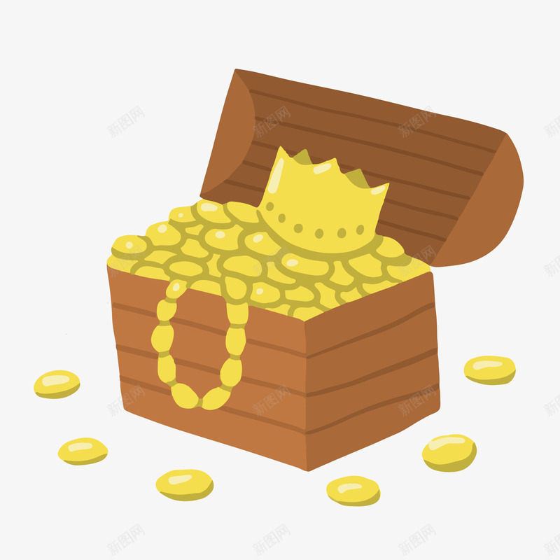 手绘金银珠宝宝箱黄金png免抠素材_新图网 https://ixintu.com 免抠图 宝箱 手绘 珠宝 皇冠 金币 金银 黄金
