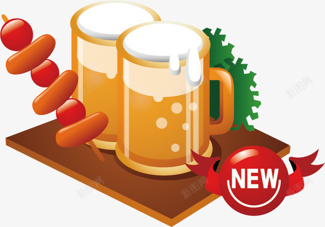 啤酒和烧烤矢量图ai免抠素材_新图网 https://ixintu.com 啤酒 烧烤 美食 矢量图