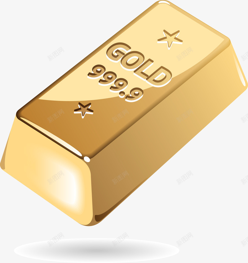 一块黄金条矢量图eps免抠素材_新图网 https://ixintu.com 金属 金属块 金条 金色 黄金 矢量图