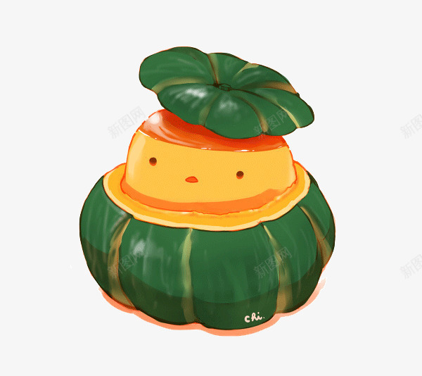 可爱的绿色南瓜png免抠素材_新图网 https://ixintu.com 南瓜 卡通蔬菜 手绘南瓜 新鲜 绿色食品 蔬菜