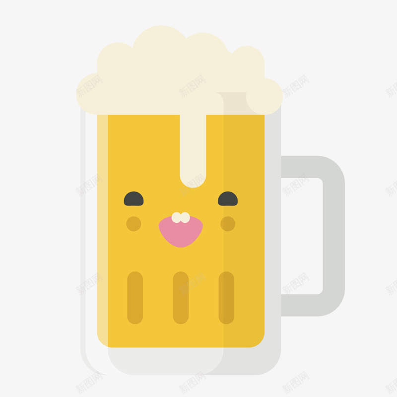 黄色扁平化圆角酒杯元素矢量图ai免抠素材_新图网 https://ixintu.com 光泽 卡通插画 啤酒 微笑 扁平化 把手 杯子 黄色 矢量图