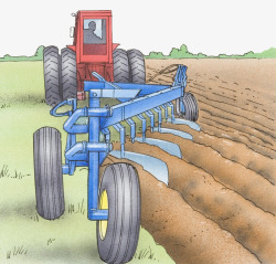 插图农地机械耕种素材