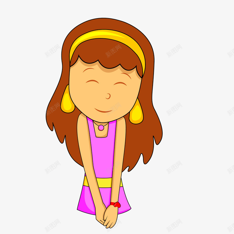卡通谦虚微笑的女性矢量图ai免抠素材_新图网 https://ixintu.com 人物设计 卡通人物 图案 彩绘 微笑 手绘 矢量图 谦虚