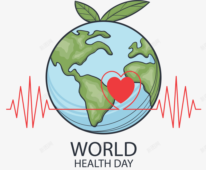心电图地球卫生日矢量图ai免抠素材_新图网 https://ixintu.com 世界卫生日 卫生日 地球 心电图 矢量png 蓝色地球 矢量图