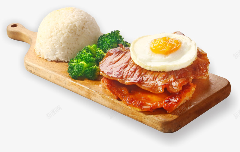 木板上的美味扒饭png免抠素材_新图网 https://ixintu.com 扒饭 木板 米饭 美食 肉食 蔬菜 食物 鸡蛋