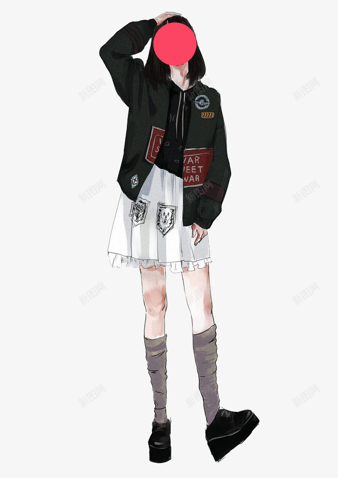 炫酷嘻哈少女插画png免抠素材_新图网 https://ixintu.com 嘻哈 少女 插画 炫酷