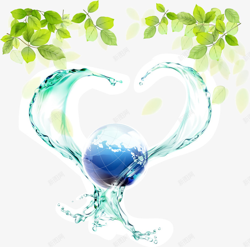 动感水心形矢量图eps免抠素材_新图网 https://ixintu.com 动感 叶子 地球 水 水花 矢量图