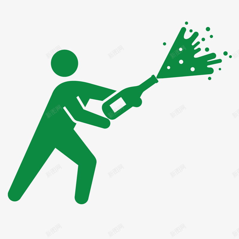 喷啤酒的人图标png_新图网 https://ixintu.com 人物 卡通 啤酒 图标 开心 手绘 瓶子 简图 绿色