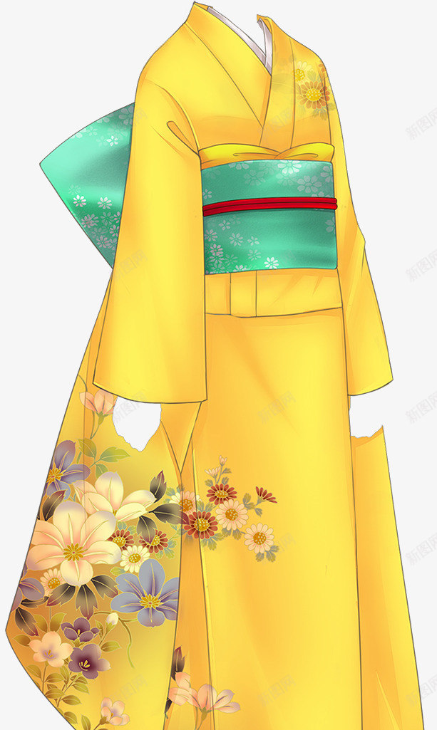 手绘服饰png免抠素材_新图网 https://ixintu.com 和服 游戏衣服 黄色