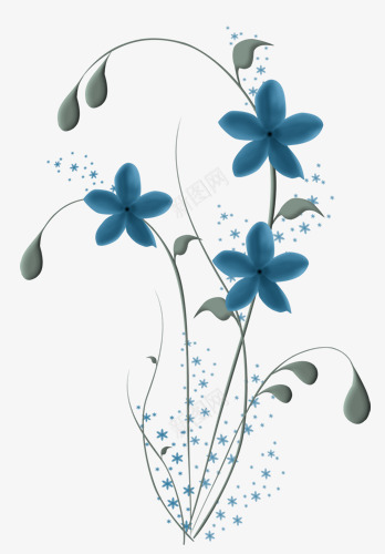 手绘蓝色植物创意花朵png免抠素材_新图网 https://ixintu.com 创意 曲线植物 植物 蓝色花朵