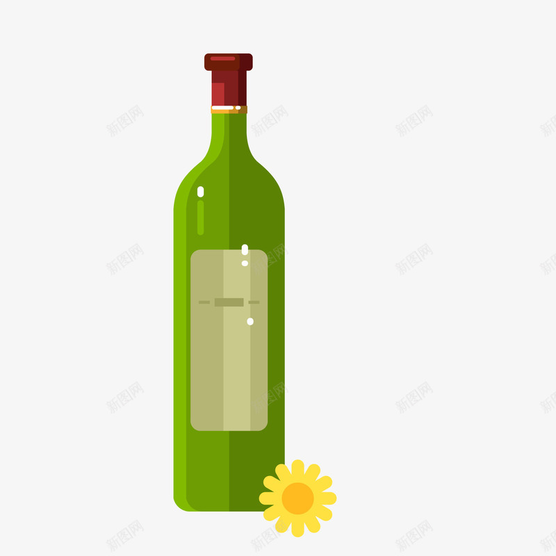 绿色卡通酒瓶png免抠素材_新图网 https://ixintu.com 卡通啤酒 卡通饮料 绿色瓶子 绿色酒瓶 背景装饰