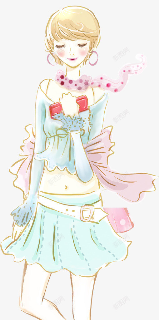 手绘女性优雅插画美女png免抠素材_新图网 https://ixintu.com 优雅 女性 插画 美女