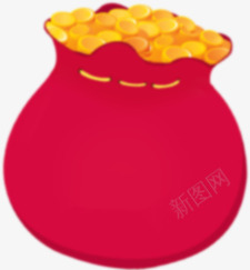 装满黄金的红色钱袋子双11png免抠素材_新图网 https://ixintu.com 11 红色 袋子 装满 黄金