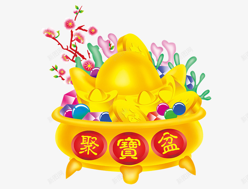黄金聚宝盆png免抠素材_新图网 https://ixintu.com 福袋 聚宝盆 黄金
